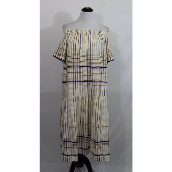 MII COLLECTION Sz S Small Les Madras Off Shoulder Embroidered Dress - Picture 8 of 8
